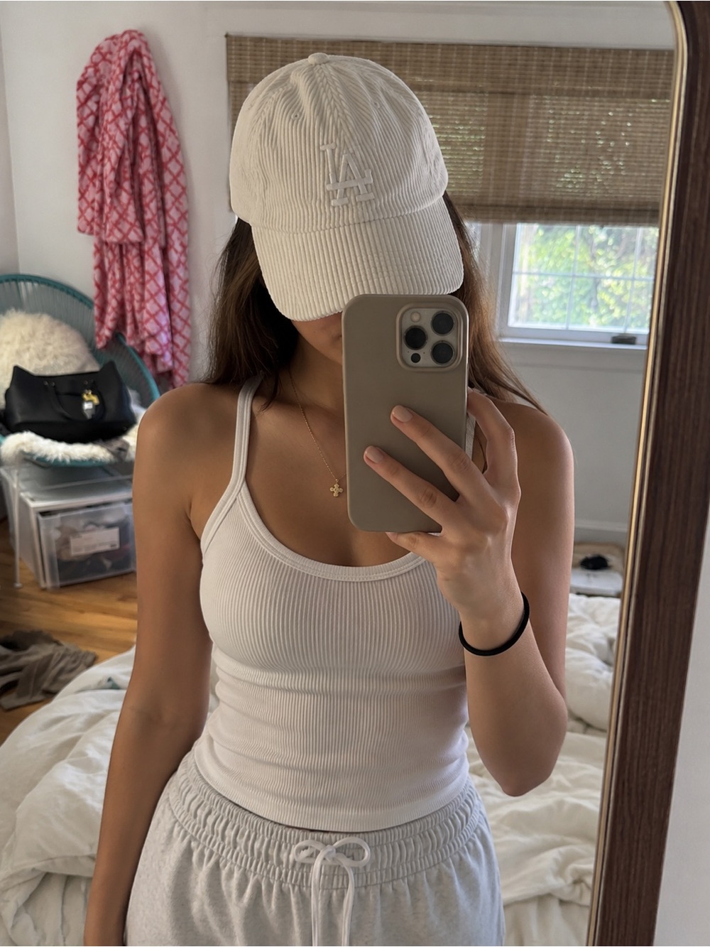 LA Dodgers White Ribbed Corduroy Baseball Cap